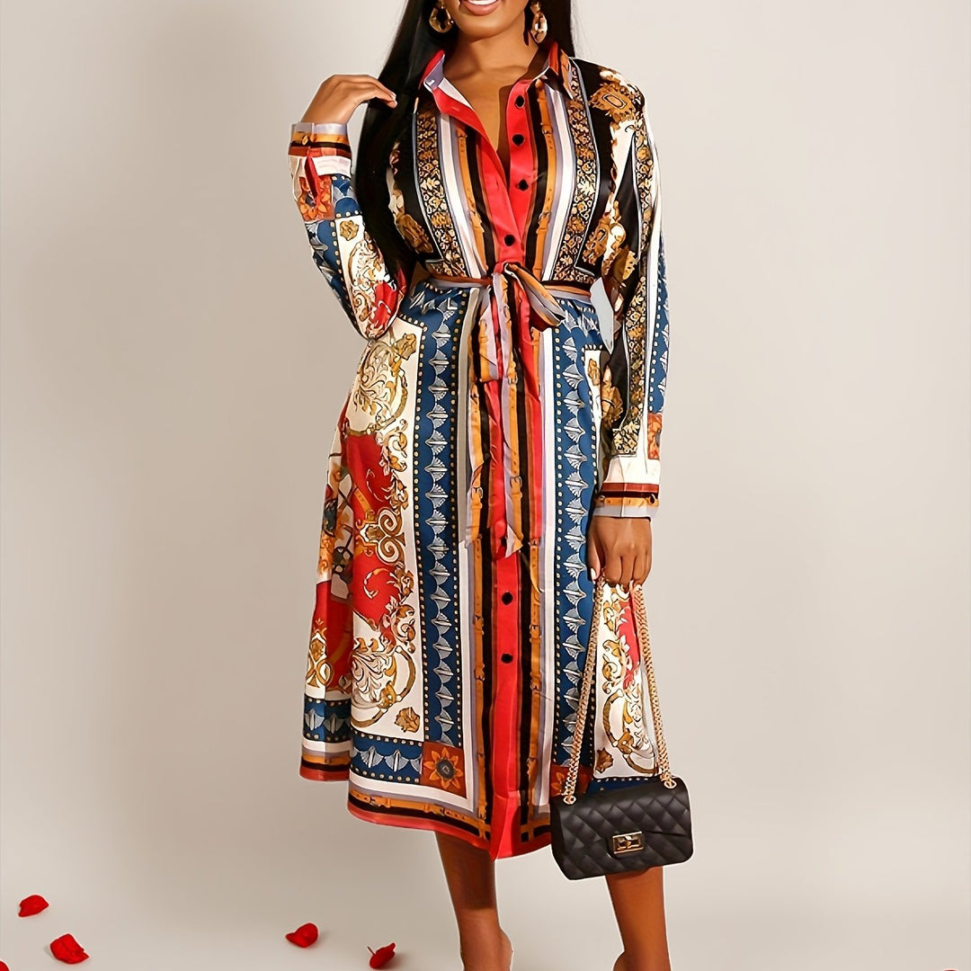 Marigold - Robe Chemise à Manches Longues Mi-Mollet