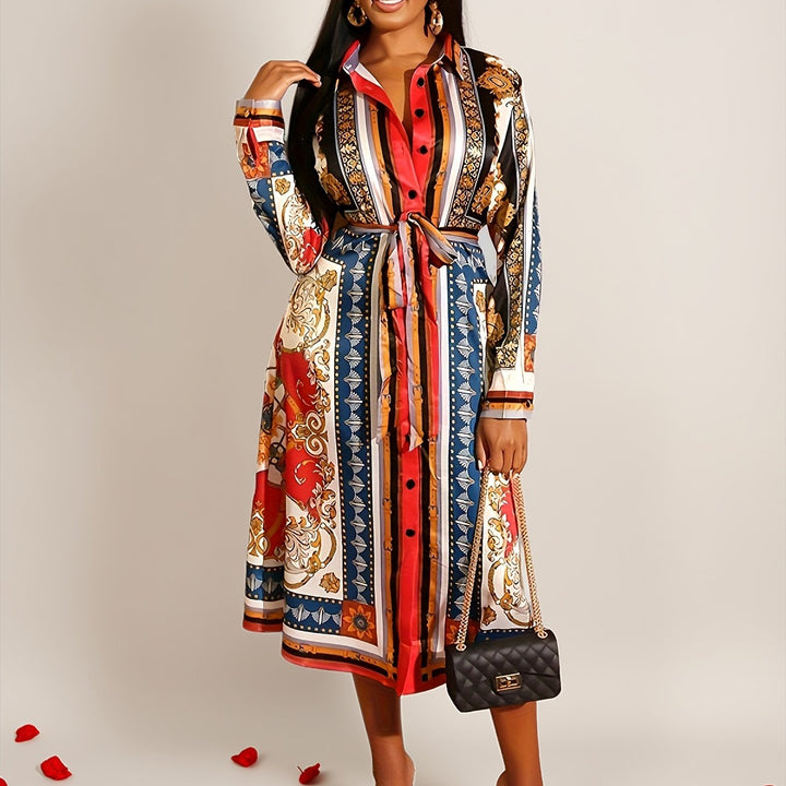 Marigold - Robe Chemise à Manches Longues Mi-Mollet