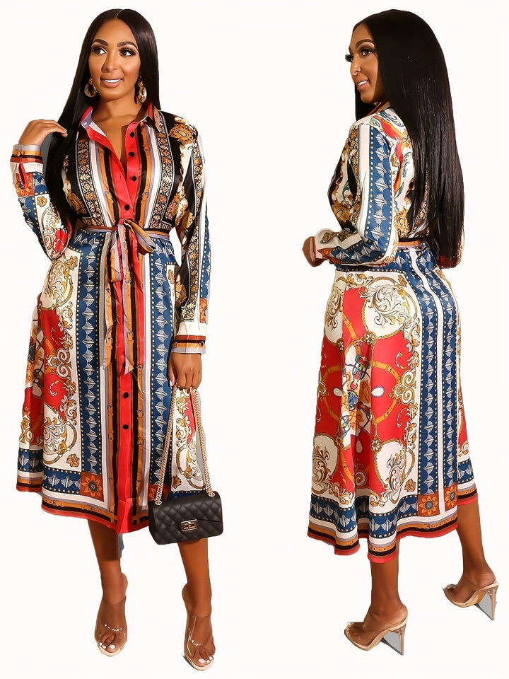 Marigold - Robe Chemise à Manches Longues Mi-Mollet