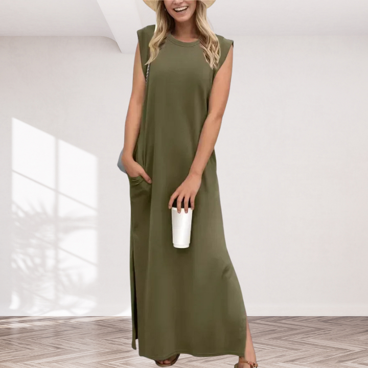 Robe longue d'été – Taille haute & sans manches