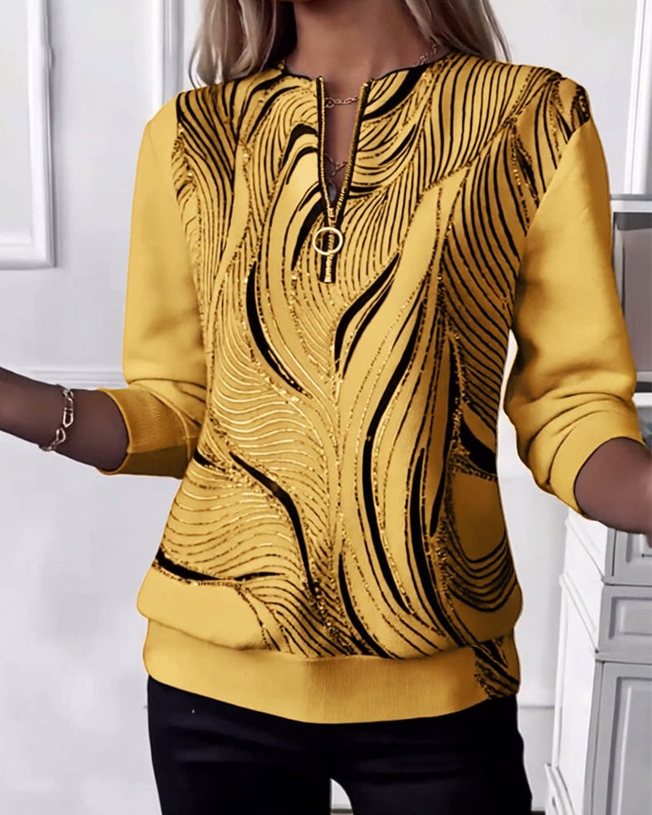 Anaïs-Claire | Sweat-shirt zippé imprimé décontracté