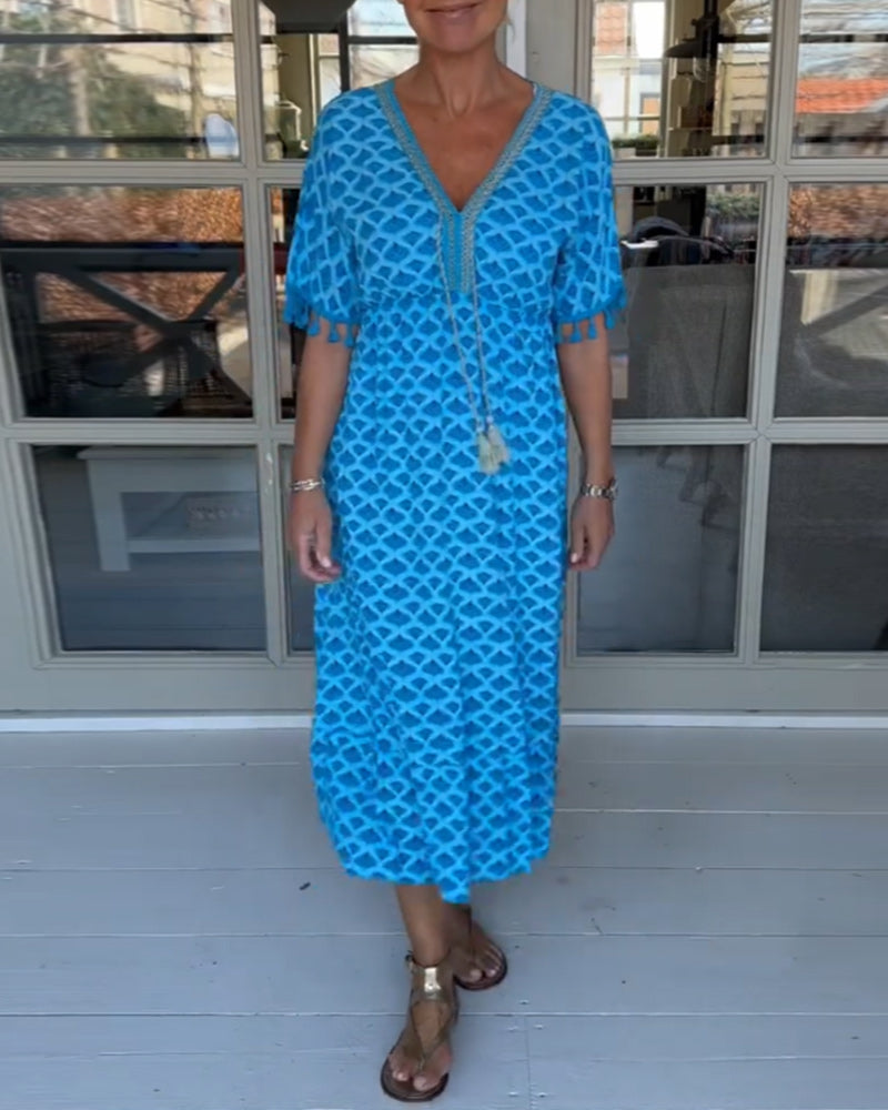 Winona - Robe à Franges en V d'Été