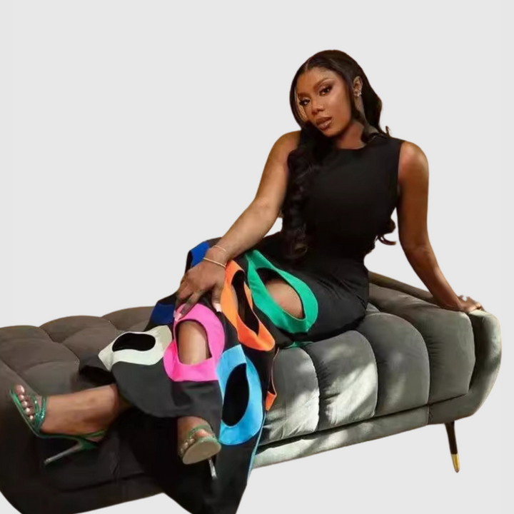 Anya - Robe Maxi Bodycon Découpée Colorée