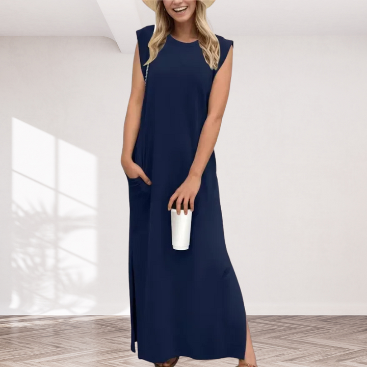 Robe longue d'été – Taille haute & sans manches