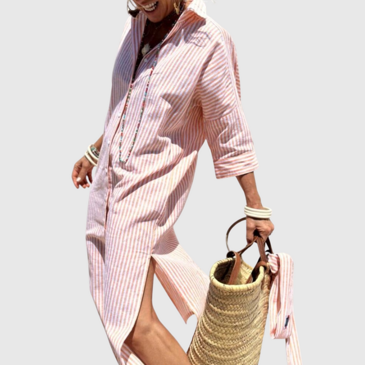 Elodie - Robe Chemise Rayée Chic