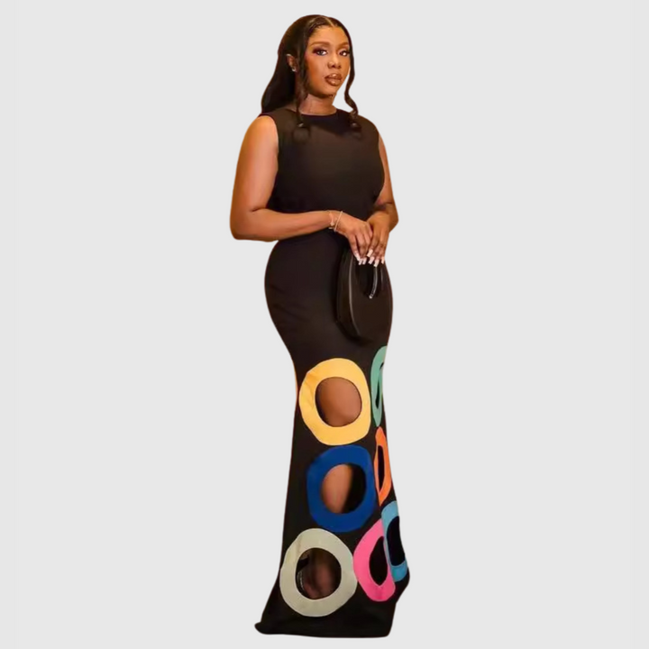 Anya - Robe Maxi Bodycon Découpée Colorée