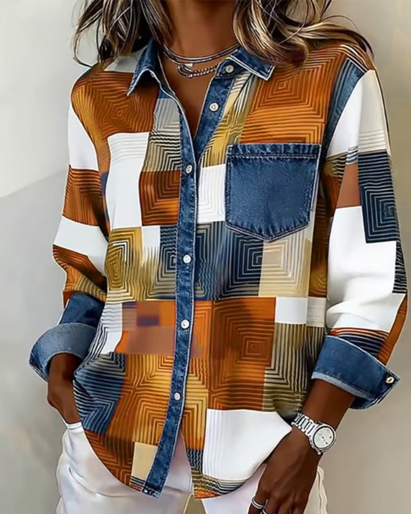 Séraphine | Chemise Color Block avec Col Fashion