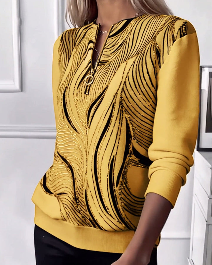 Anaïs-Claire | Sweat-shirt zippé imprimé décontracté