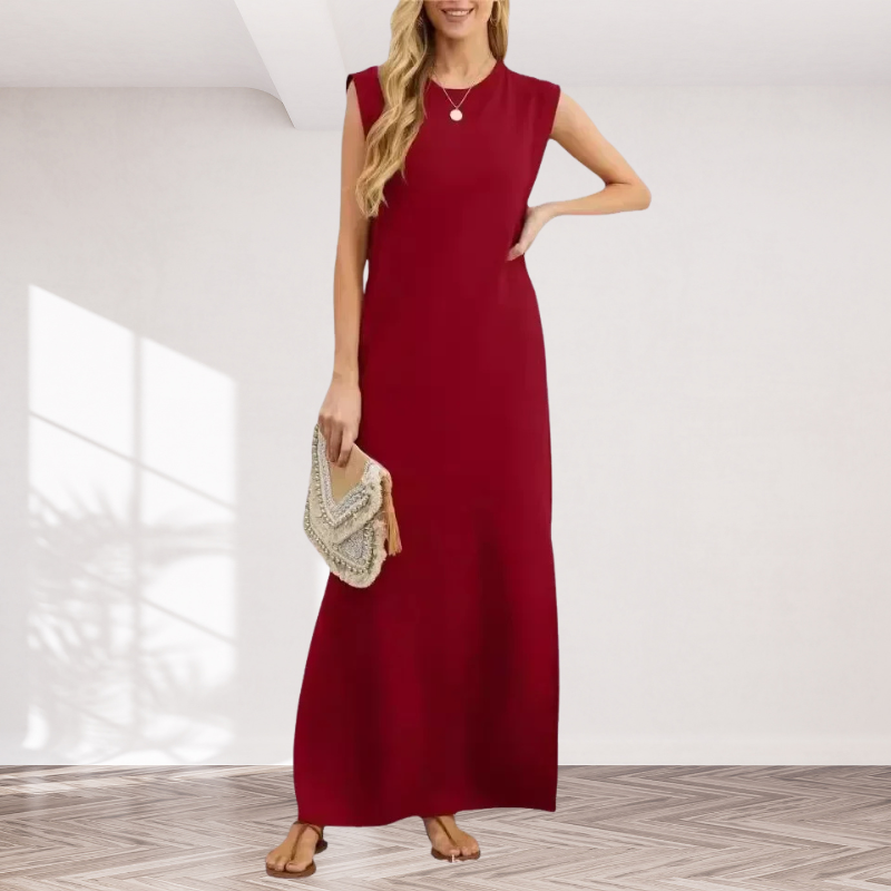 Robe longue d'été – Taille haute & sans manches