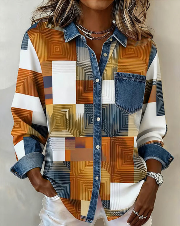 Séraphine | Chemise Color Block avec Col Fashion