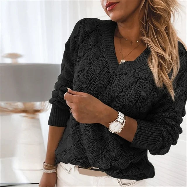 Élodie™ | Pull Col V Chic en Coton