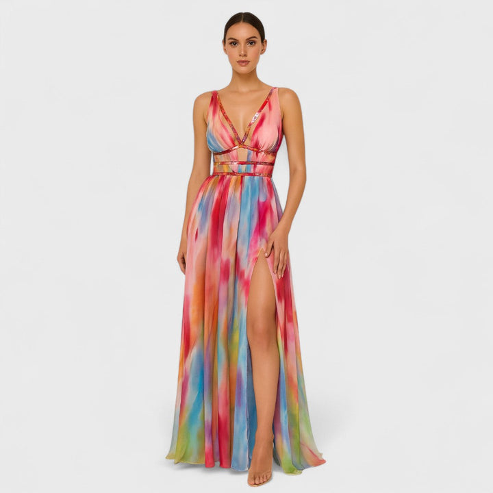 Freya - Robe longue peinte