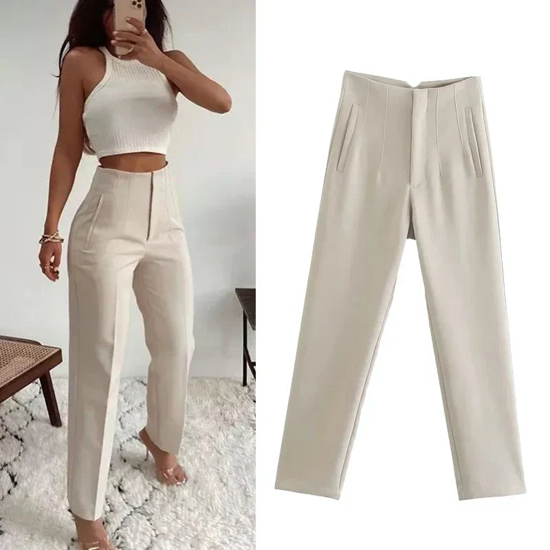 L'LEVANI™ | AYU - PANTALON FORMELLE TAILLE HAUTE AVEC COUPE AJUSTÉE