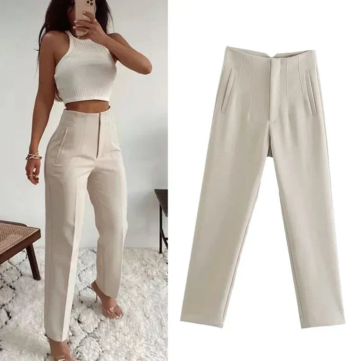 L'LEVANI™ | AYU - PANTALON FORMELLE TAILLE HAUTE AVEC COUPE AJUSTÉE