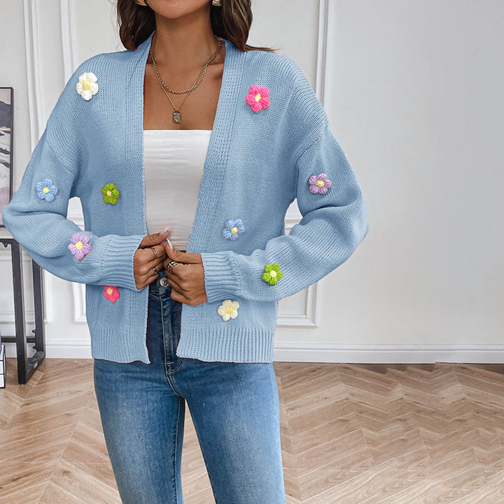 L'LEVANI™ | Cardigan Tricoté Fleuri 3D