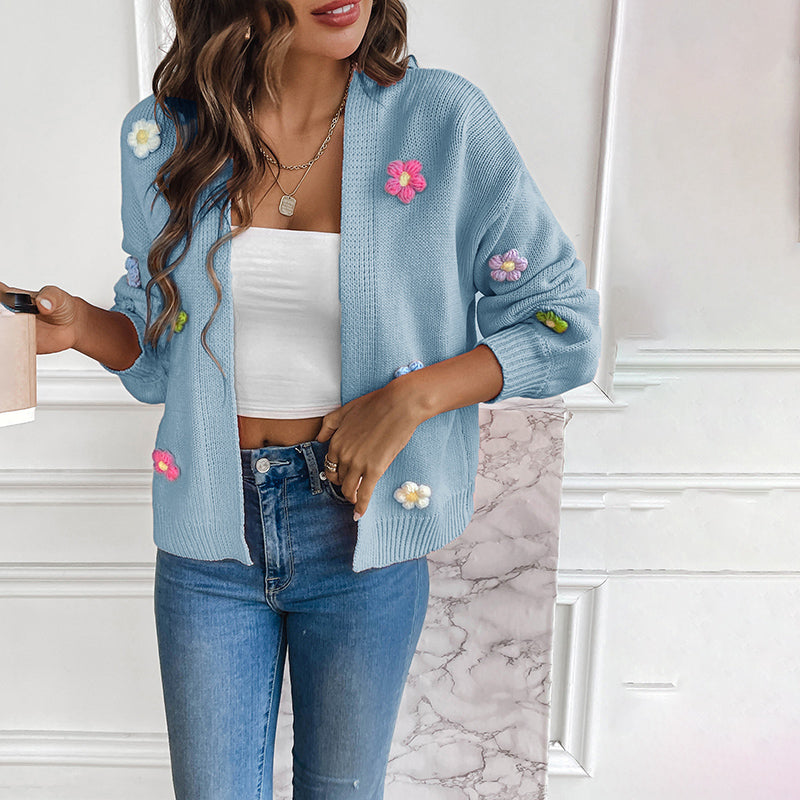 L'LEVANI™ | Cardigan Tricoté Fleuri 3D