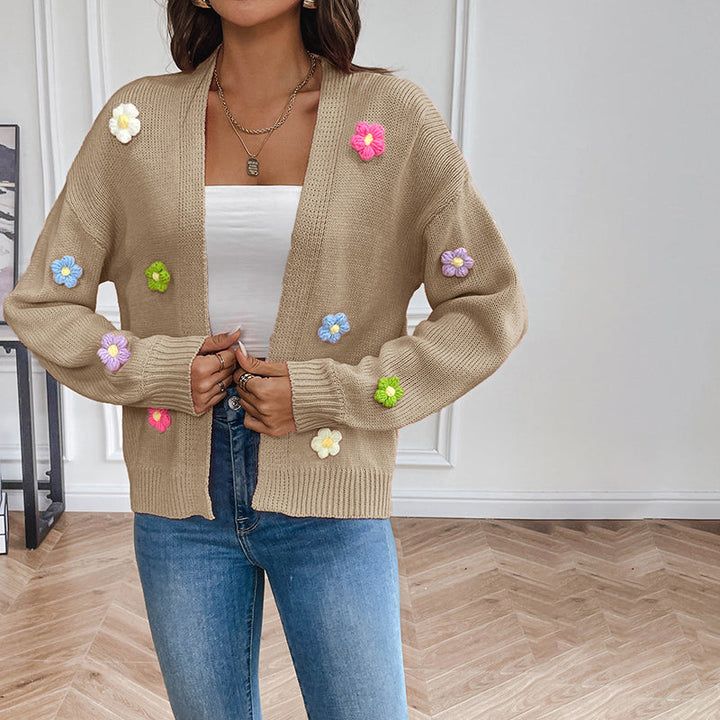 L'LEVANI™ | Cardigan Tricoté Fleuri 3D