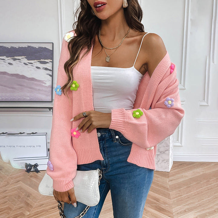 L'LEVANI™ | Cardigan Tricoté Fleuri 3D