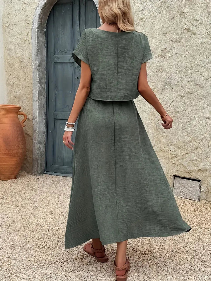 L'LEVANI™ | Ensemble D'été Reina - Top & Jupe En Lin