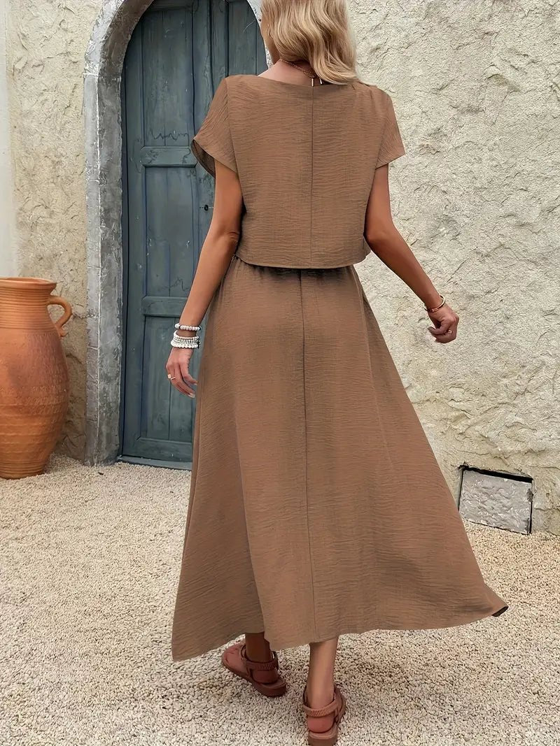 L'LEVANI™ | Ensemble D'été Reina - Top & Jupe En Lin