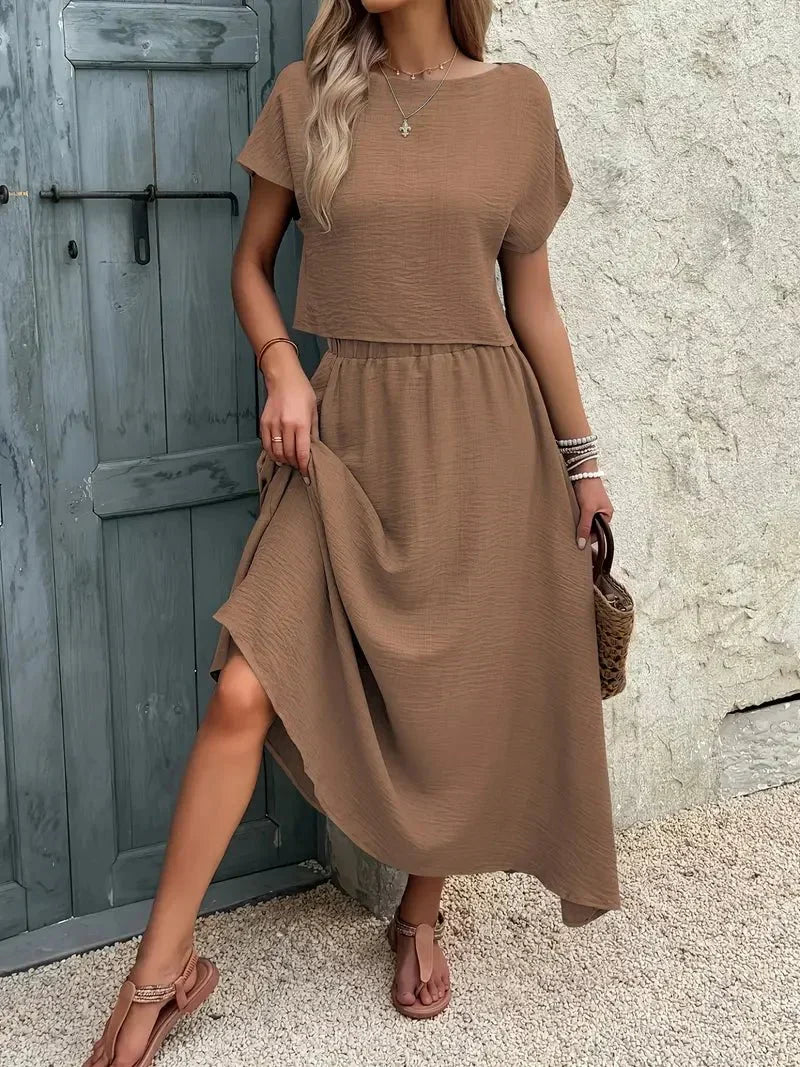 L'LEVANI™ | Ensemble D'été Reina - Top & Jupe En Lin