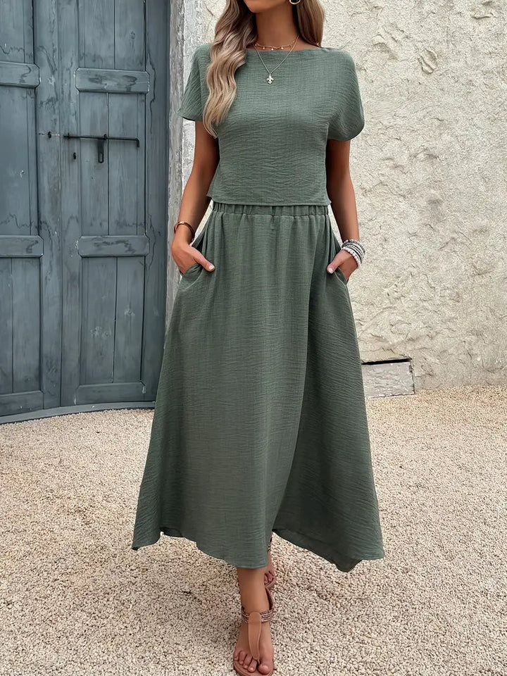 L'LEVANI™ | Ensemble D'été Reina - Top & Jupe En Lin