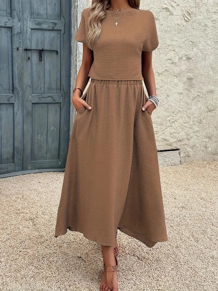 L'LEVANI™ | Ensemble D'été Reina - Top & Jupe En Lin