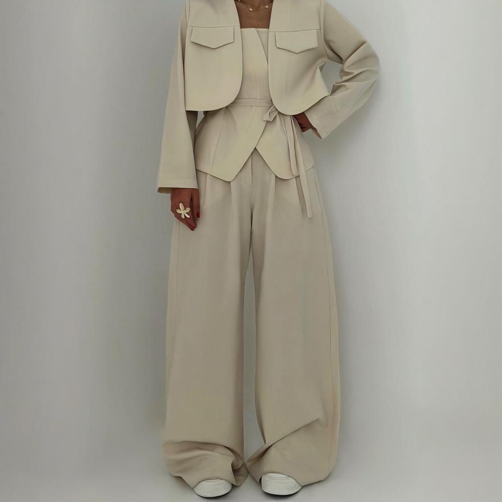 L'LEVANI™ | Ensemble Femme 3 Pièces (Veste + Bustier + Pantalon Large)