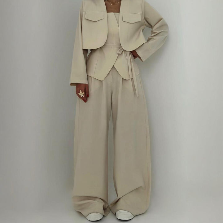 L'LEVANI™ | Ensemble Femme 3 Pièces (Veste + Bustier + Pantalon Large)