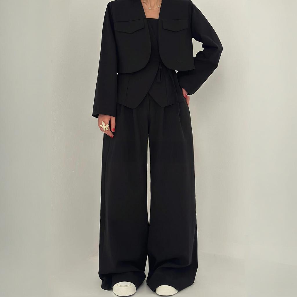 L'LEVANI™ | Ensemble Femme 3 Pièces (Veste + Bustier + Pantalon Large)