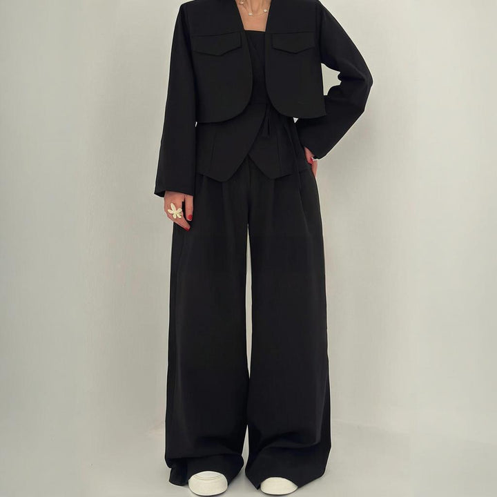 L'LEVANI™ | Ensemble Femme 3 Pièces (Veste + Bustier + Pantalon Large)