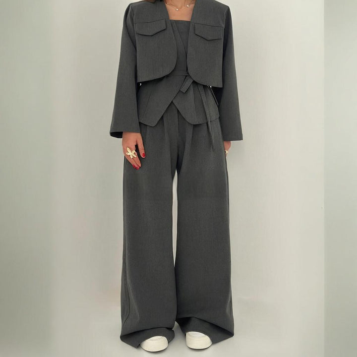 L'LEVANI™ | Ensemble Femme 3 Pièces (Veste + Bustier + Pantalon Large)