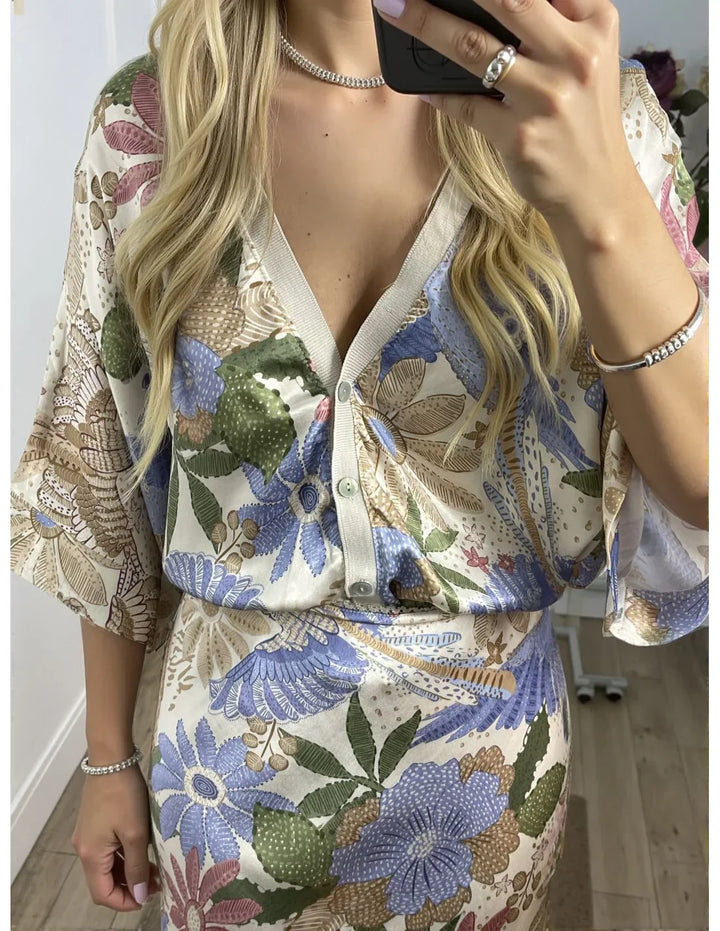 L'LEVANI™ | Ensemble Satiné à Motif Floral Deux Pièces – Silhouette Sirène