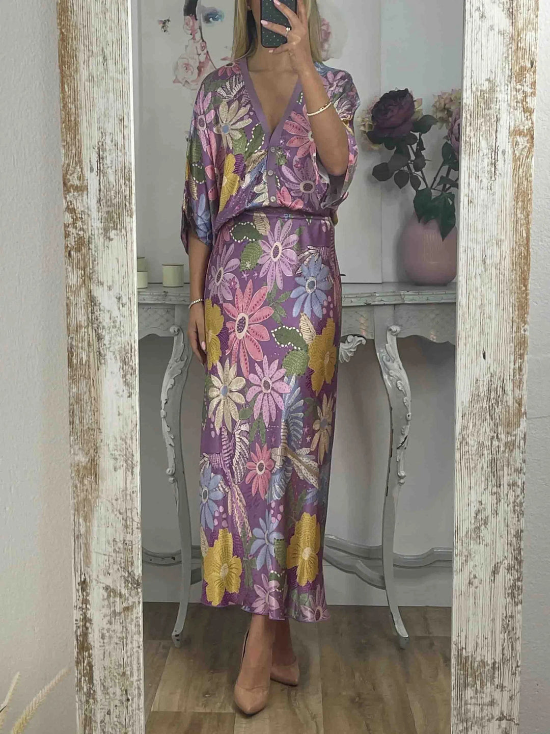 L'LEVANI™ | Ensemble Satiné à Motif Floral Deux Pièces – Silhouette Sirène