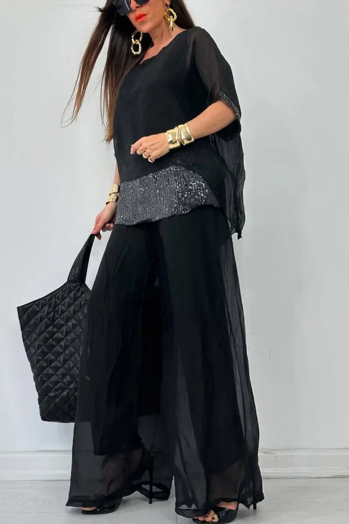 L'LEVANI™ | Ensemble en mousseline chic et sans effort – Ensemble fluide et luxueux