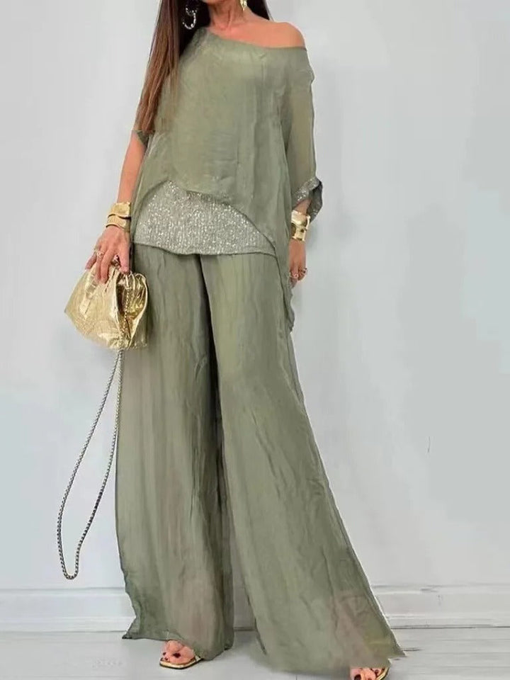 L'LEVANI™ | Ensemble en mousseline chic et sans effort – Ensemble fluide et luxueux