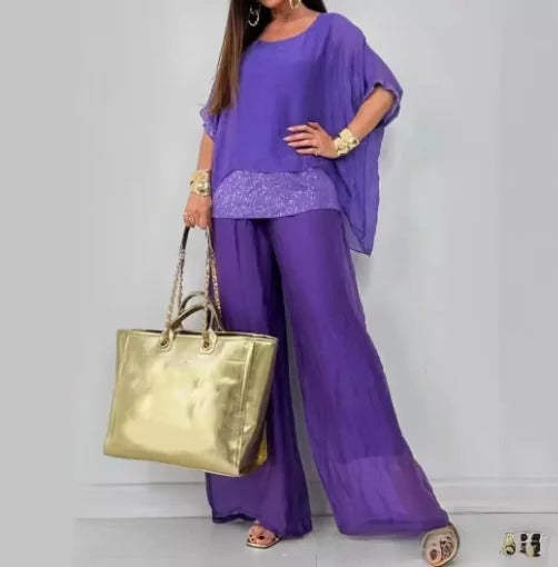 L'LEVANI™ | Ensemble en mousseline chic et sans effort – Ensemble fluide et luxueux