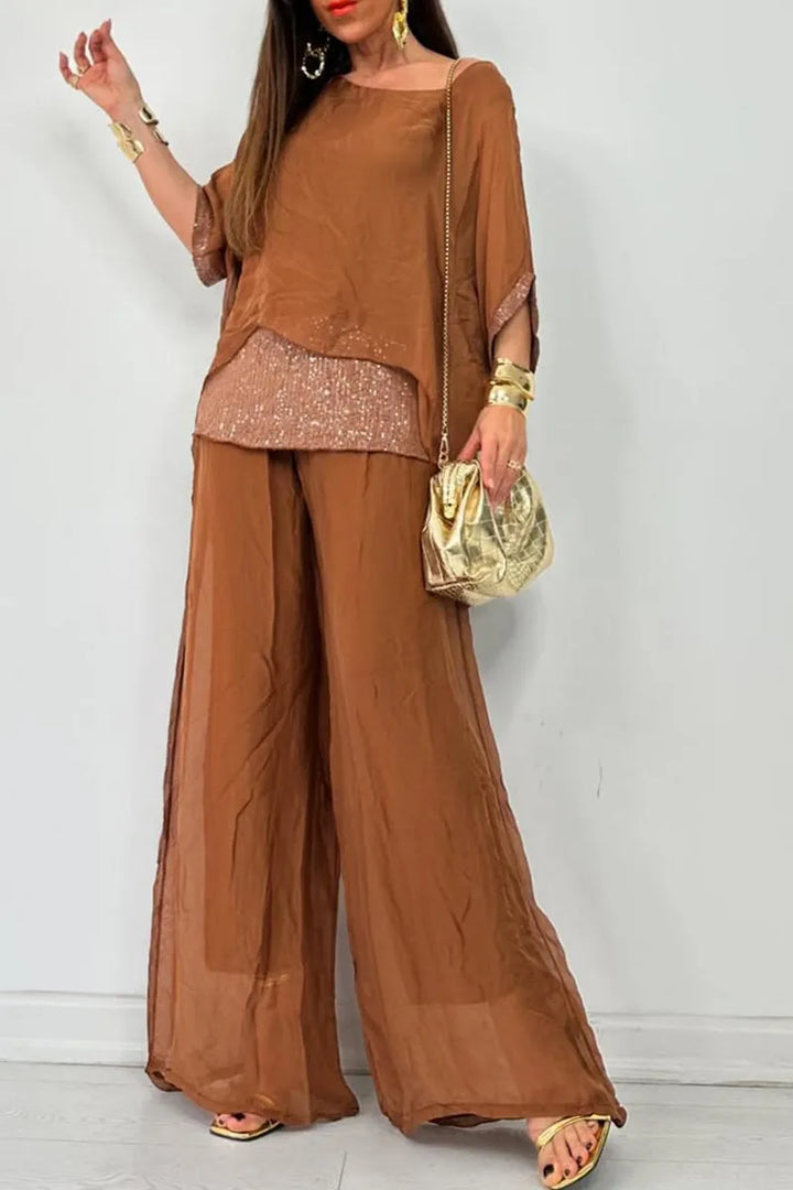 L'LEVANI™ | Ensemble en mousseline chic et sans effort – Ensemble fluide et luxueux