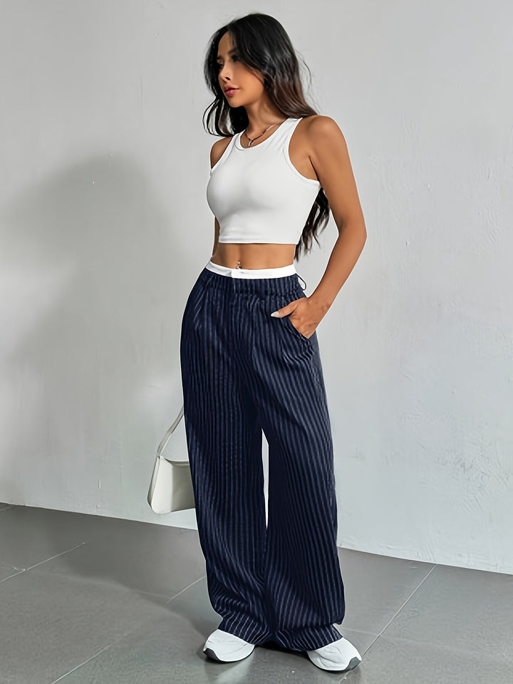 L'LEVANI™ | MADELEINE - PANTALON LARGE RAYÉ
