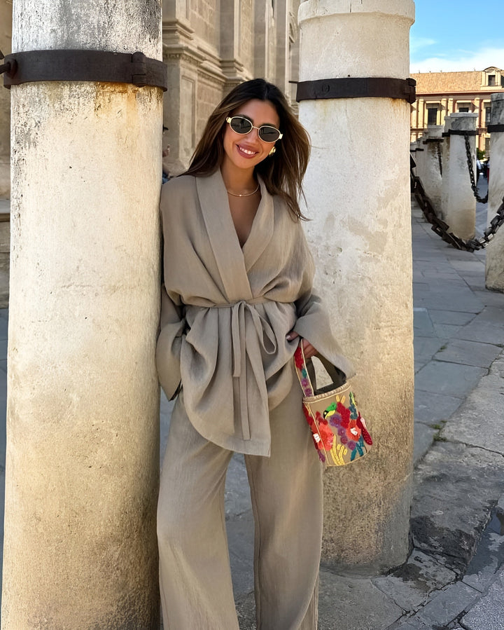 L'LEVANI™ | MERAL - ENSEMBLE EN LIN À DEUX PIÈCES