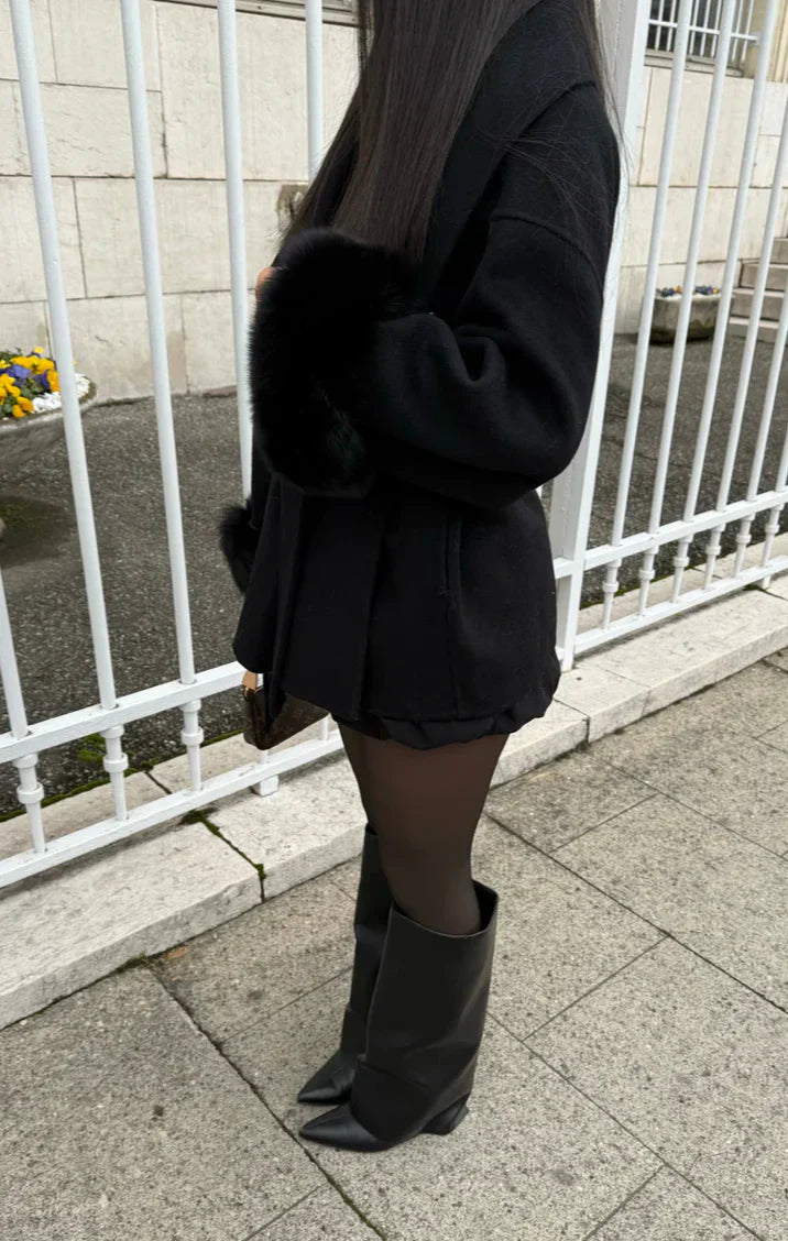 L'LEVANI™ | Manteau Élégant en Laine, Détails Fourrure Amovibles