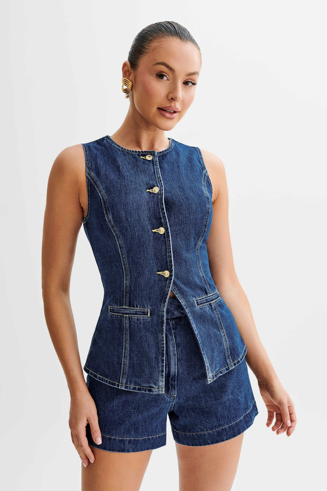 L'LEVANI™ | SARA - ENSEMBLE EN DENIM TENDANCE À BOUTONS