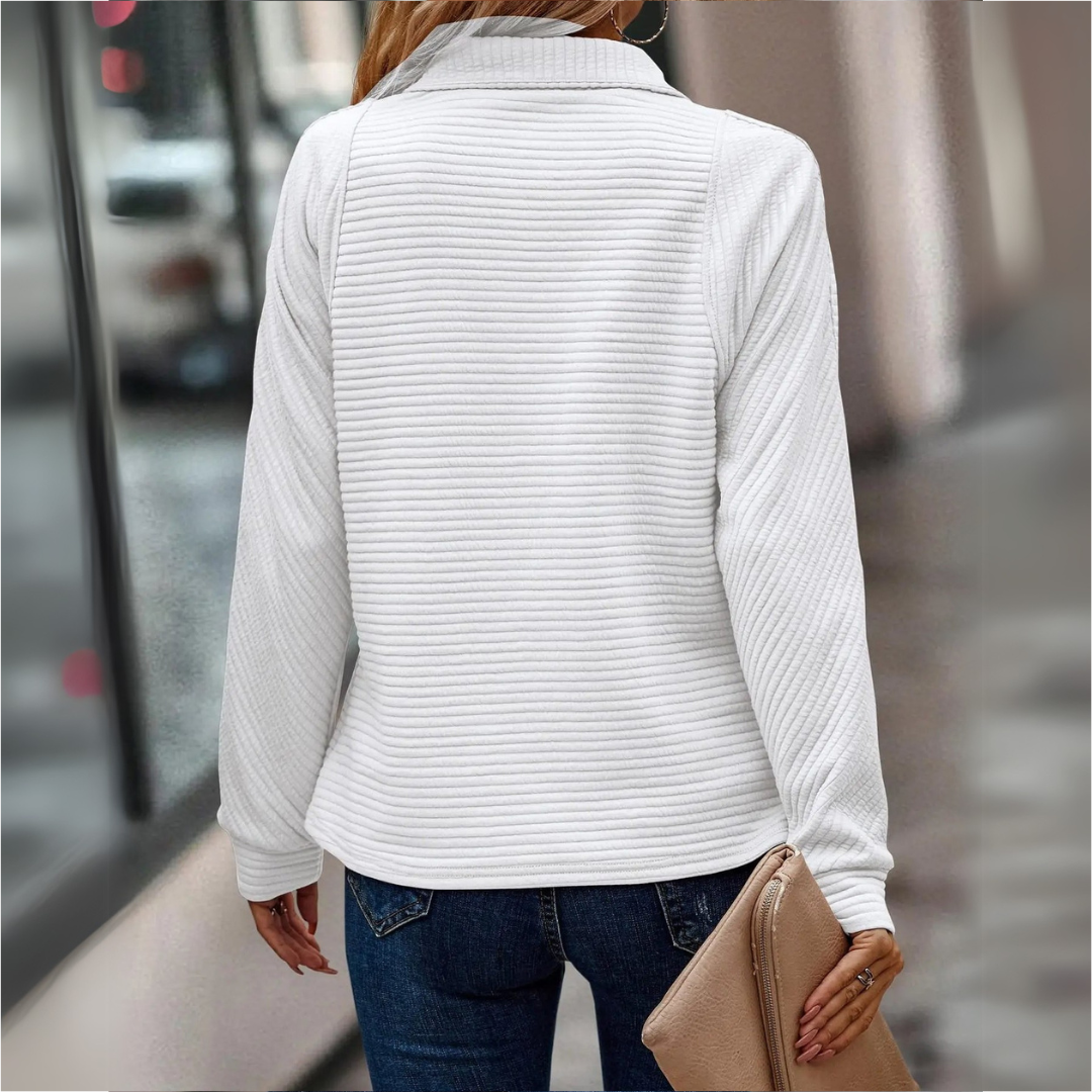 L'LEVANI™ | Suzanne - Pull Détail Demi-Zip