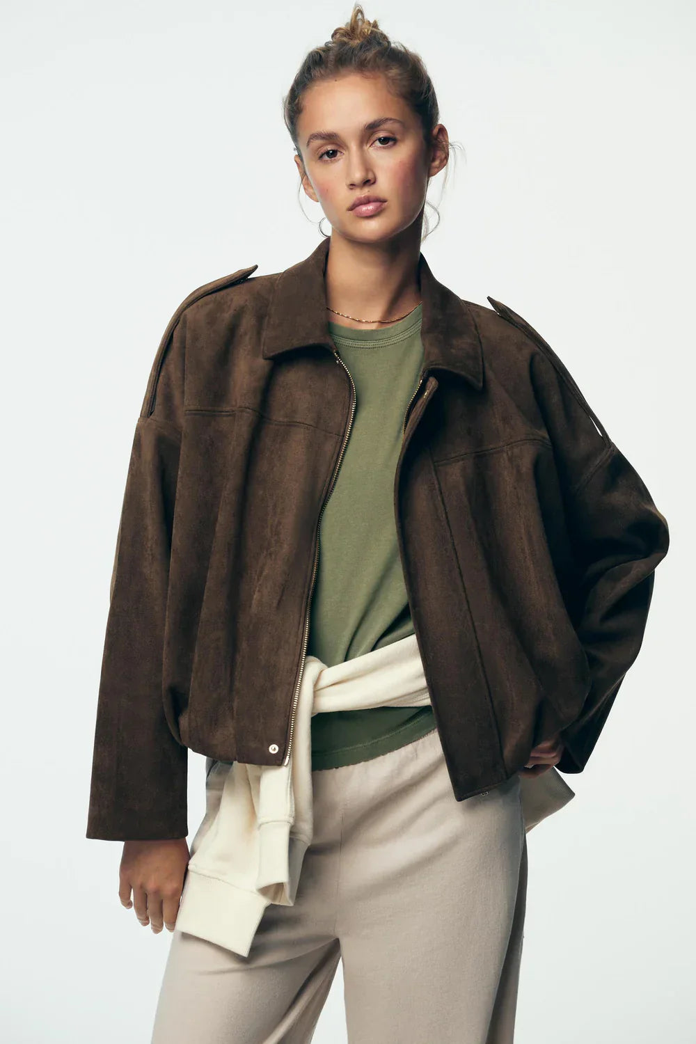 L'LEVANI™ | Veste Oversize Suédée – Élégance Décontractée