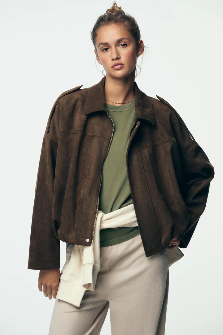 L'LEVANI™ | Veste Oversize Suédée – Élégance Décontractée