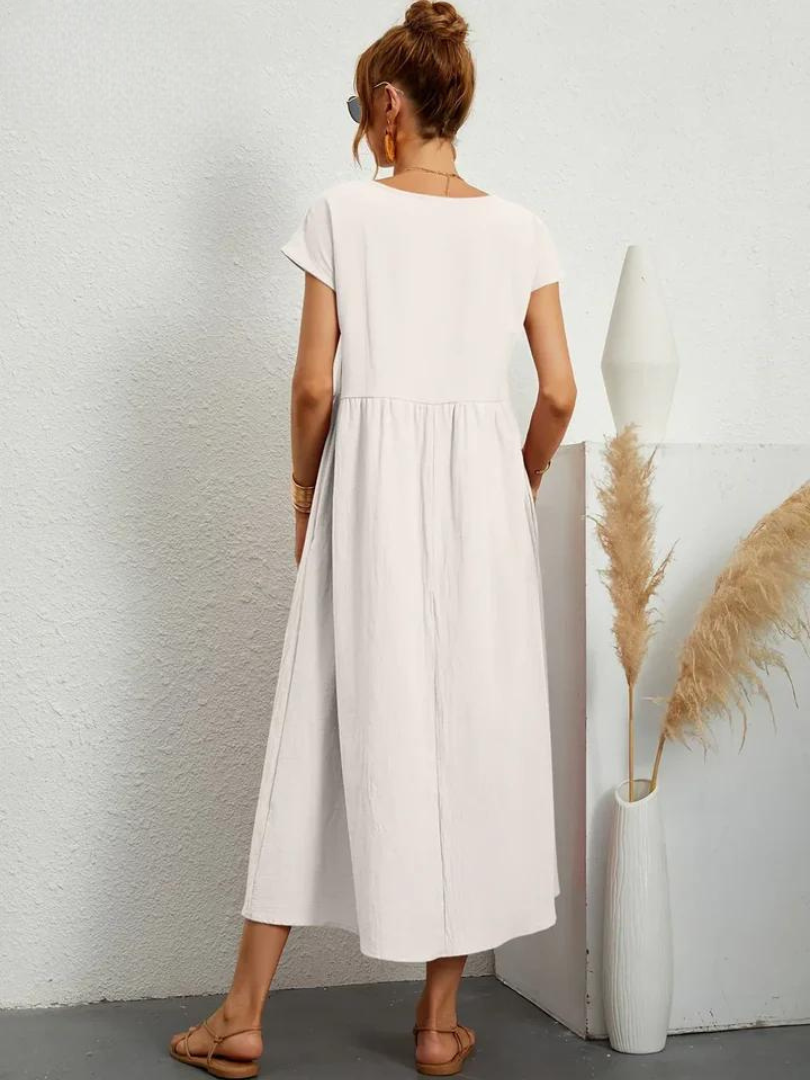 Maelis - Robe de Poche en Coton-Lin pour Femmes
