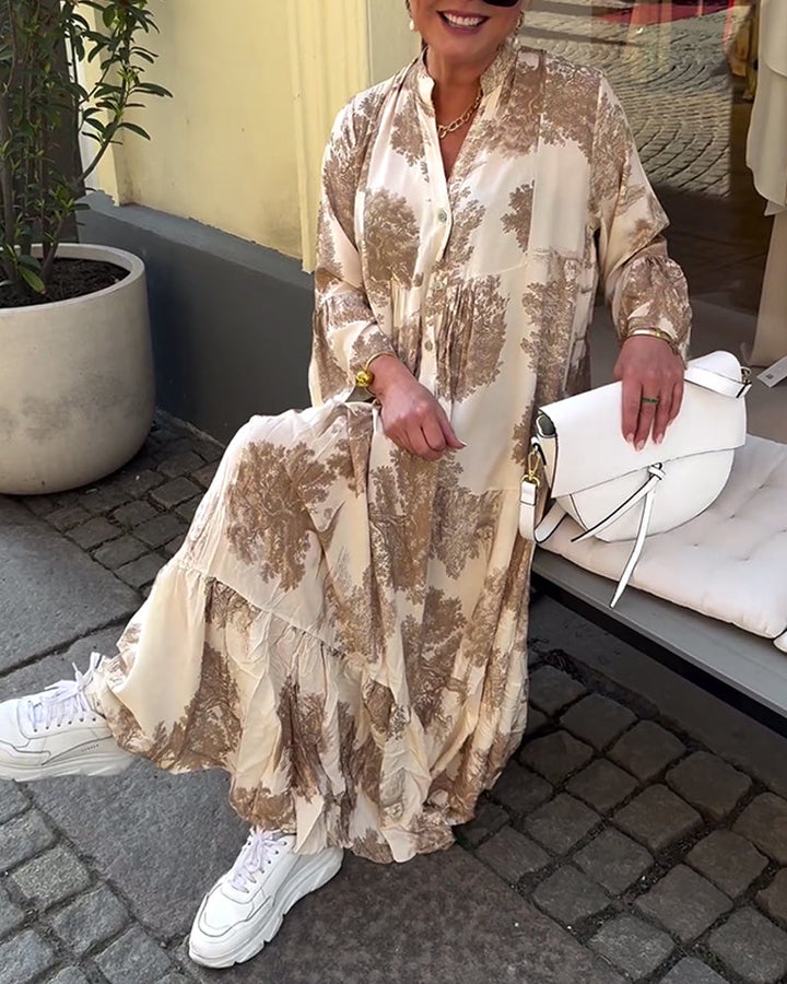 Giavanna - Robe longue imprimée à manches évasées décontractée