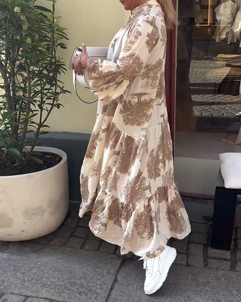 Giavanna - Robe longue imprimée à manches évasées décontractée