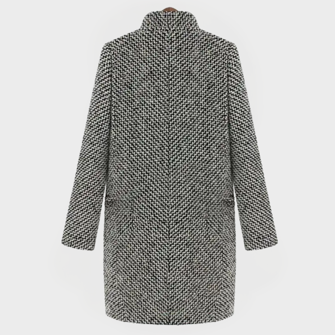 Laurette™ | MANTEAU LONG À CARREAUX