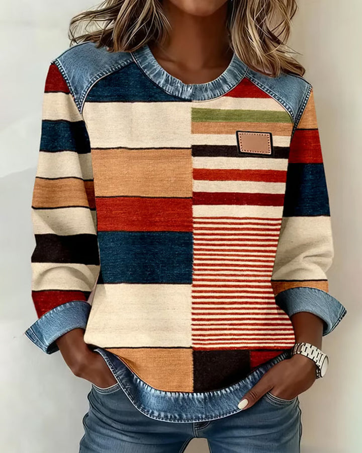 Ophéliane | Pull Rayé Coloré avec Col Rond